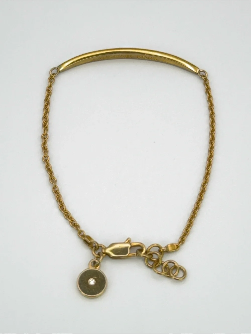 Gold-tone MK Michael Kors pavé curved bar Bracelet